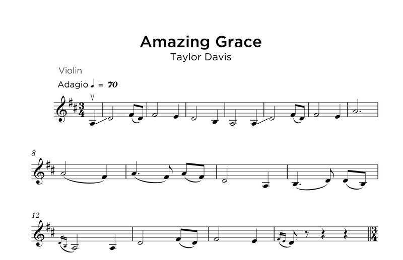 Amazing Grace - VIOLIN Sheet Music with Play-Along Backtrack