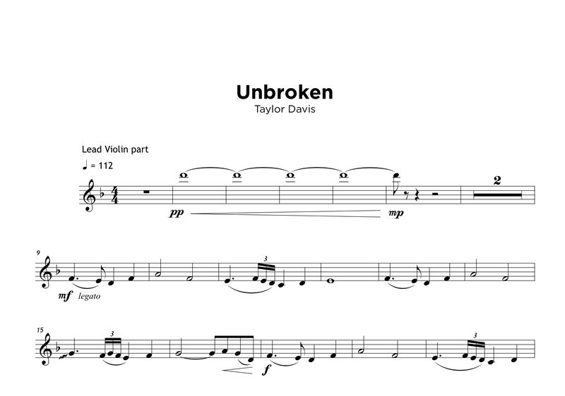 Unbroken - VIOLIN Sheet Music