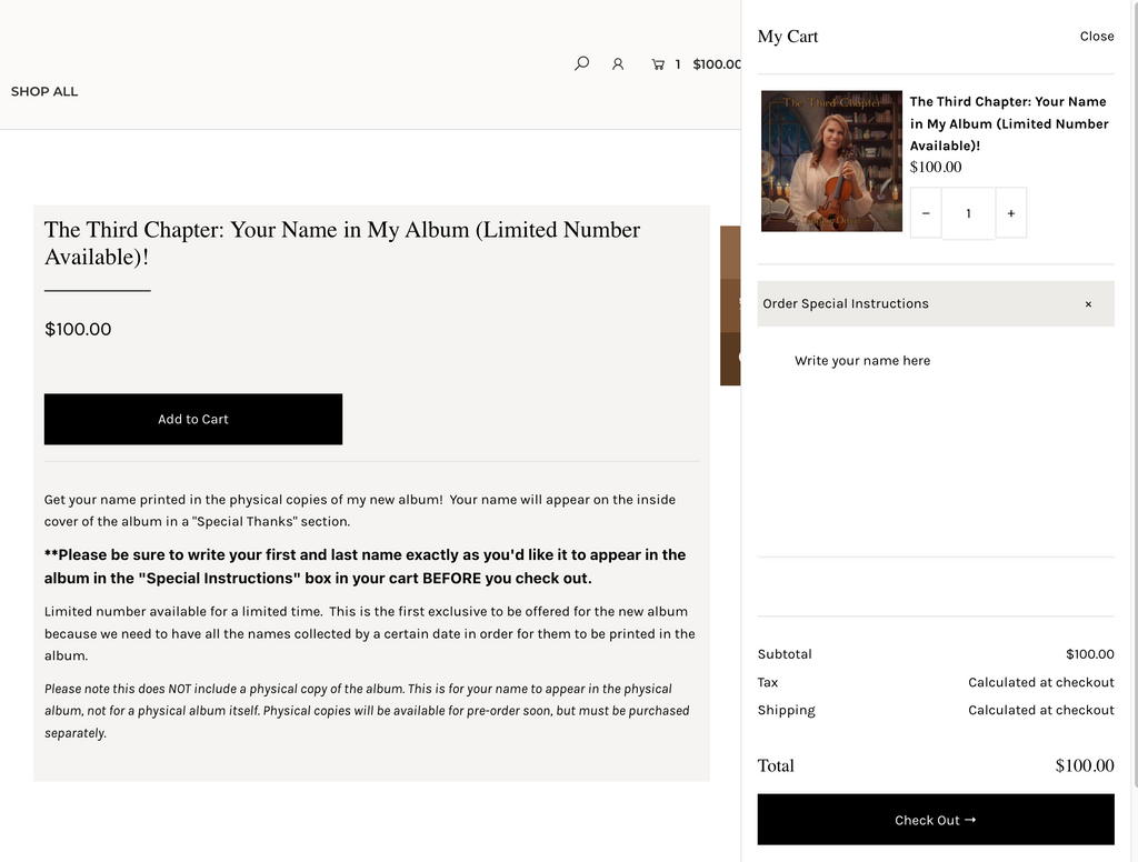 The Third Chapter: Your Name in My Album (Limited Number Available)!