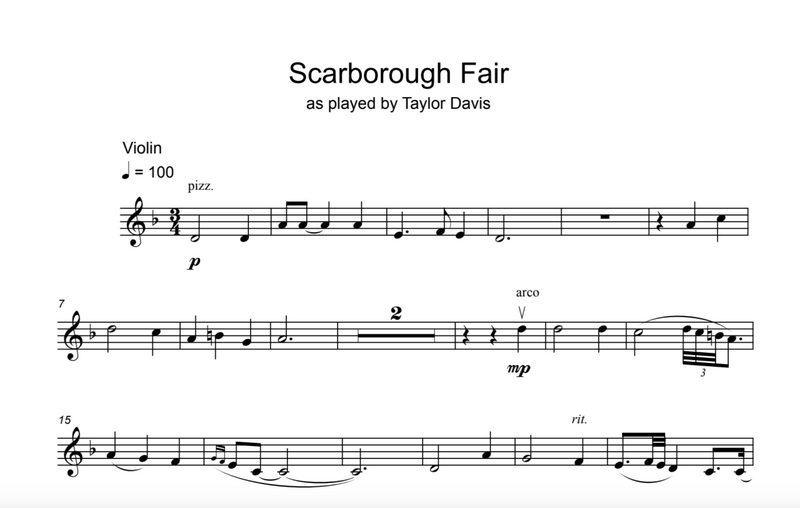 Scarborough Fair - VIOLIN Sheet Music with Play-Along Backtrack