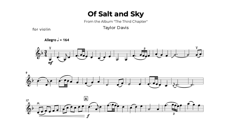 Of Salt and Sky – Violin Sheet Music with Play-Along Backtrack