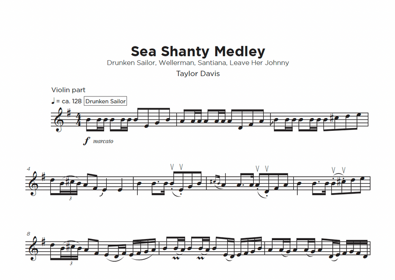 Sea Shanty Medley - VIOLIN Sheet Music with Play-Along Backtrack